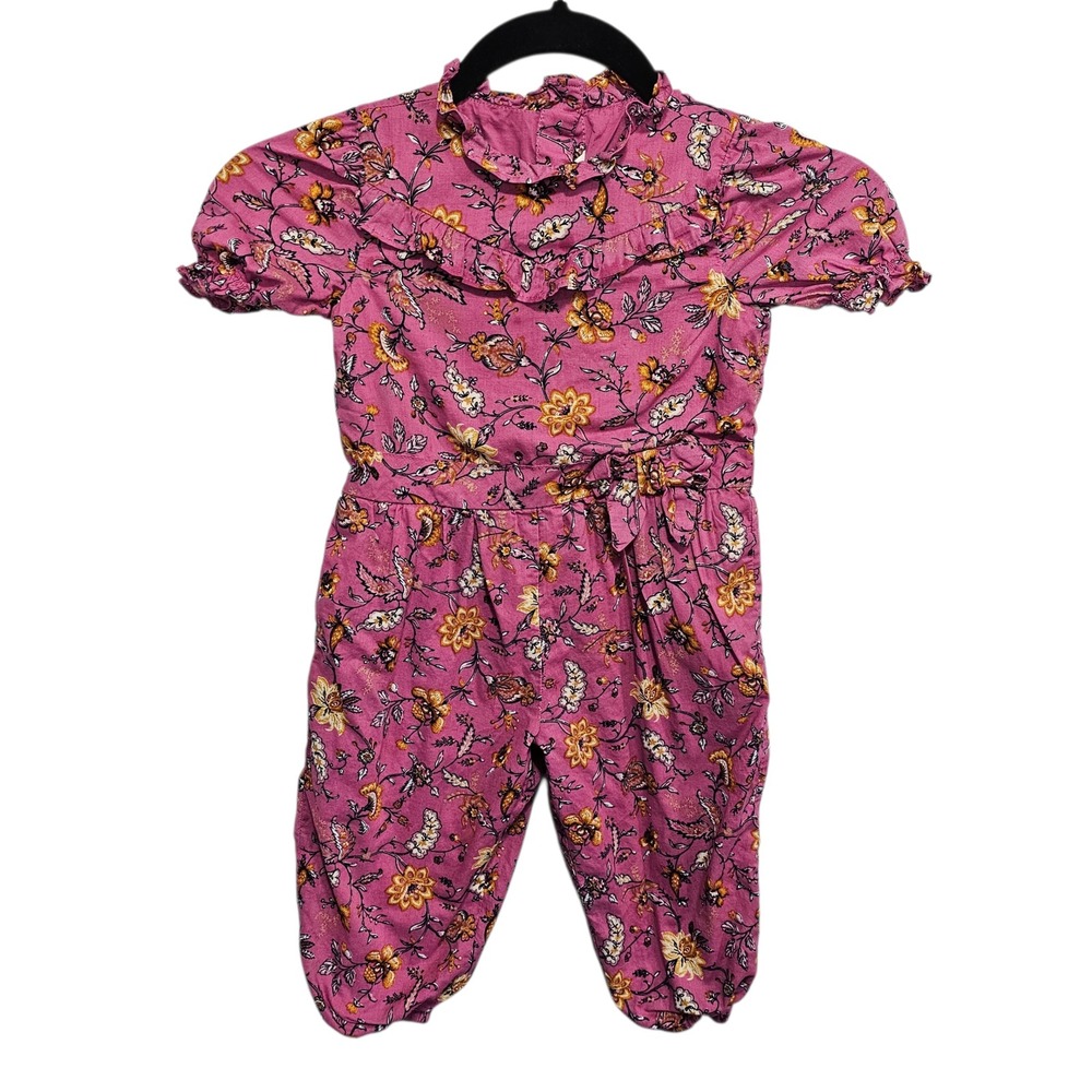 Janie and Jack Ruffled Purple Floral Jumpsuit Size 2T 100% cotton‎